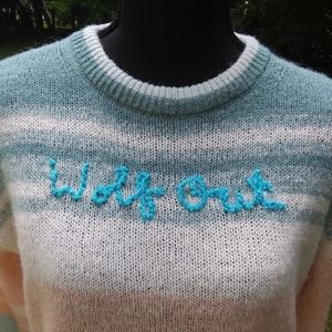 🐺 ENID 🐺 Wednesday Upcycled Wolf Out Pastel Sweater sz S